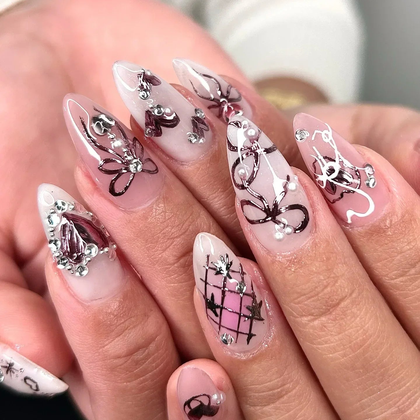 Colorful 3D Flower & Butterfly Press-On Nails-20