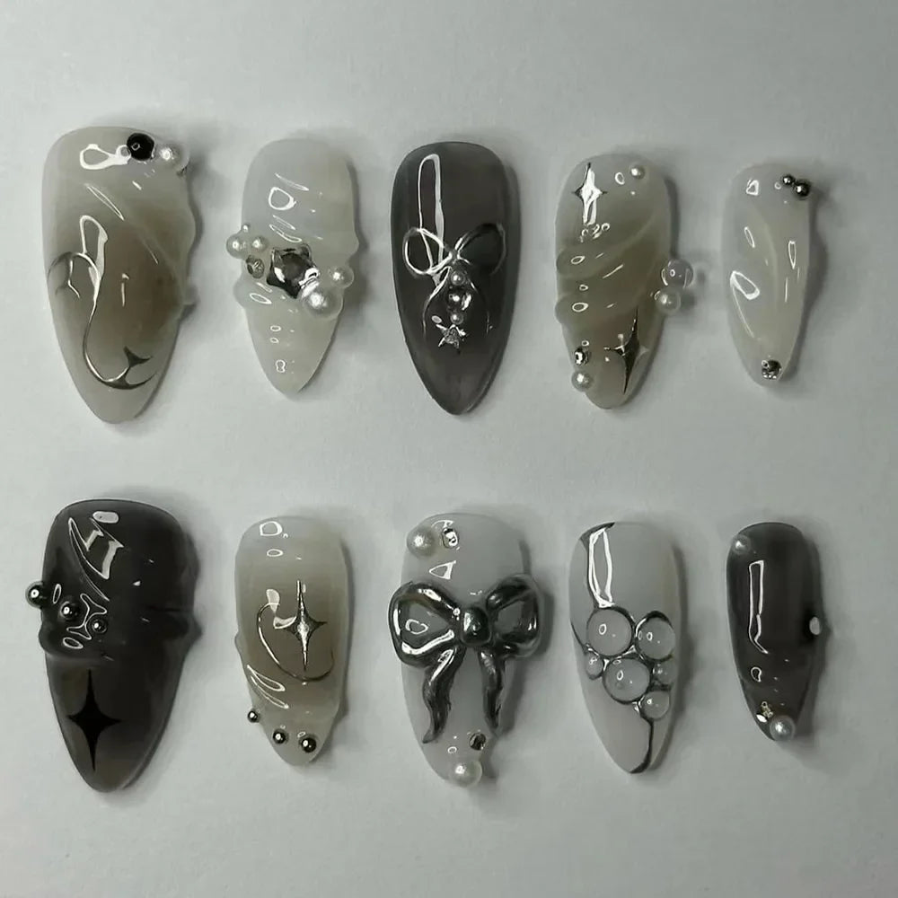 Colorful 3D Flower & Butterfly Press-On Nails-24