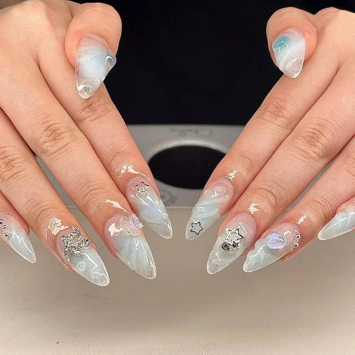 Colorful 3D Flower & Butterfly Press-On Nails-25