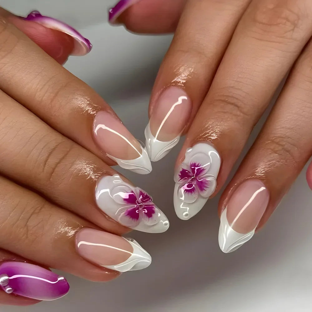 Colorful 3D Flower & Butterfly Press-On Nails-26