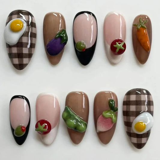 Cute 3D Fruits Press On Nails Set 10Pcs-0