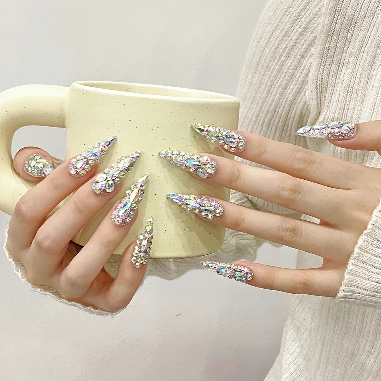 Glam Stiletto Rhinestone Press-On Nails-2
