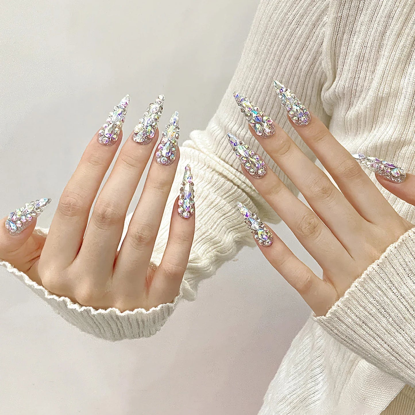 Glam Stiletto Rhinestone Press-On Nails-3