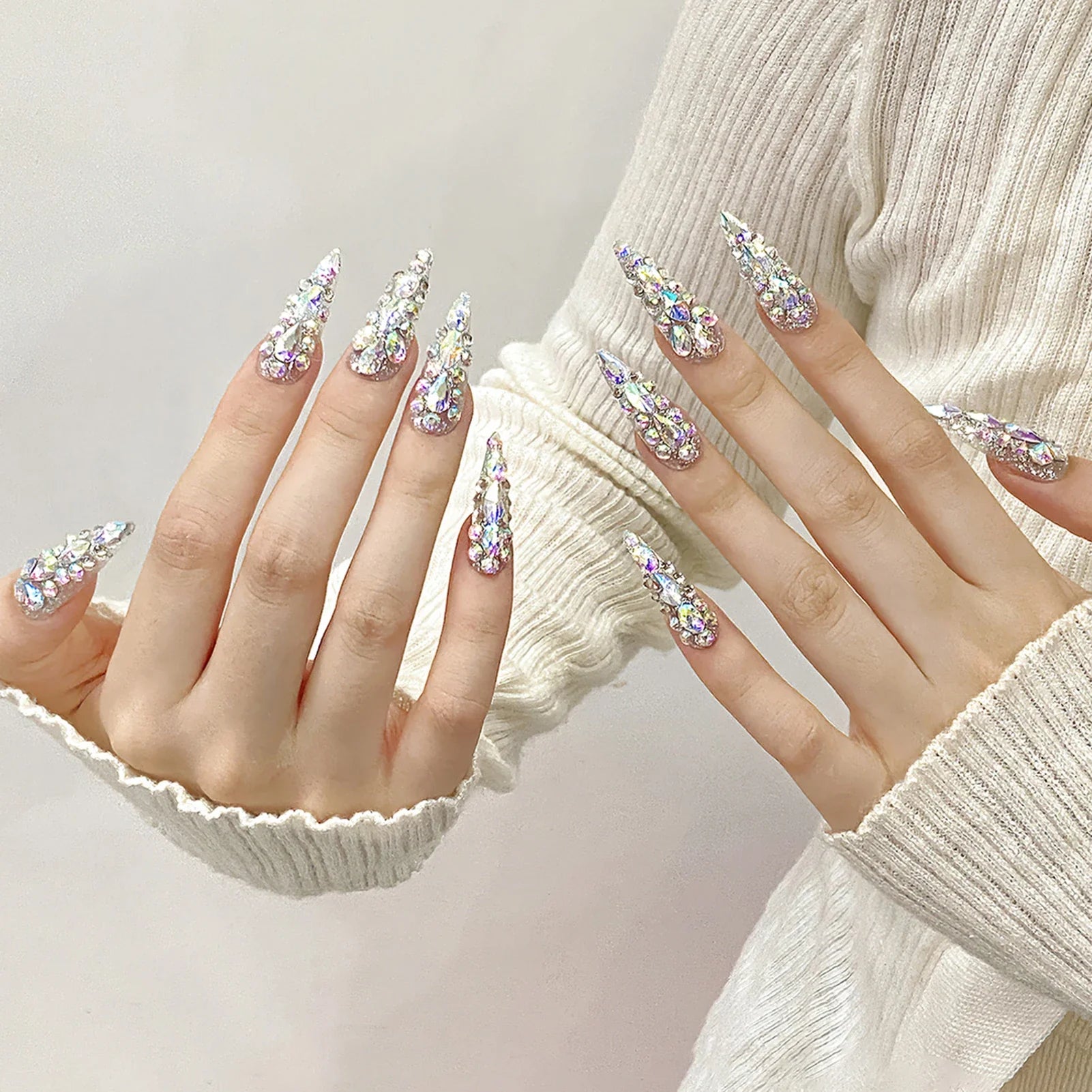 Glam Stiletto Rhinestone Press-On Nails-3