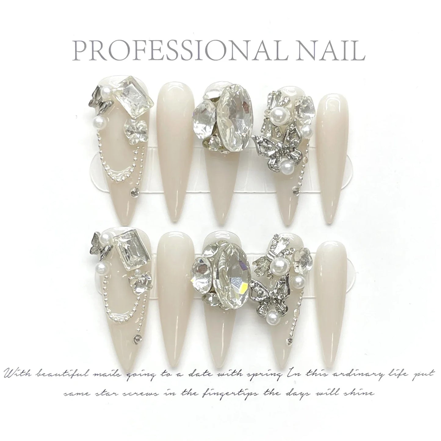 Glam Stiletto Rhinestone Press-On Nails-6