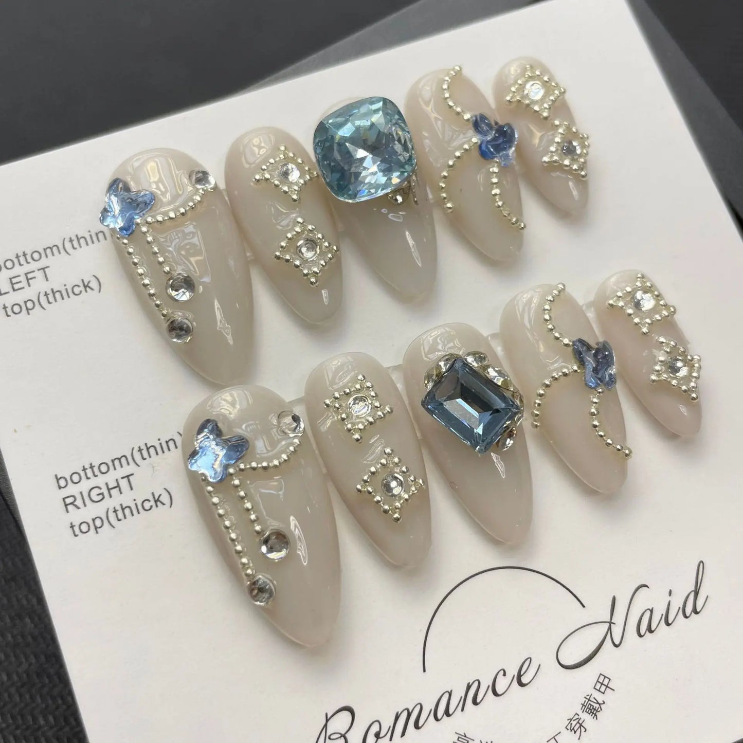 Handmade 3D Black Rose Flower Press-On Nails-7