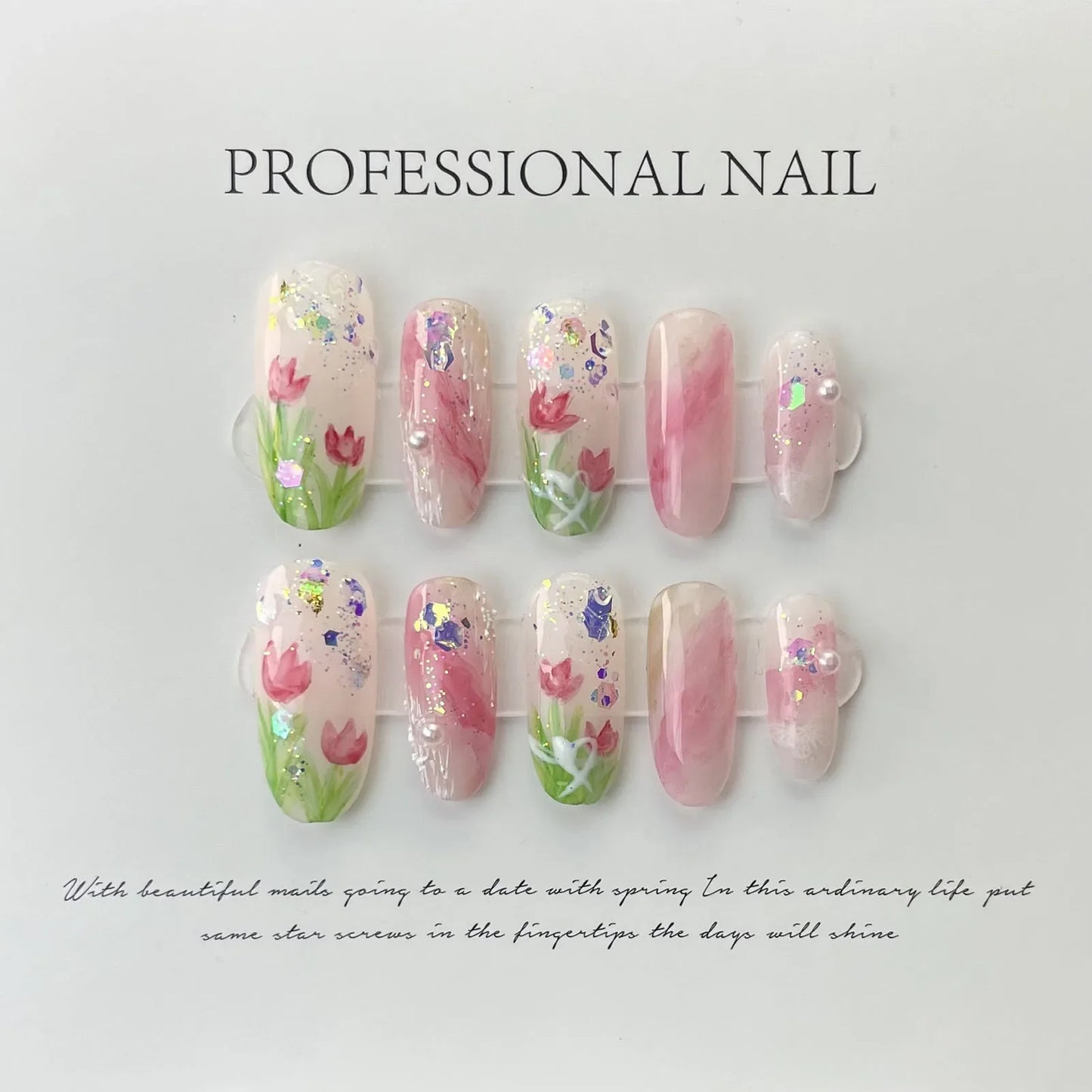 Handmade 3D Black Rose Flower Press-On Nails-9