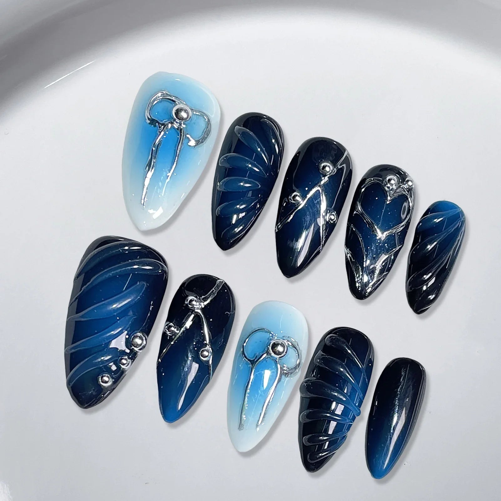 Handmade Blush Gradient Press On Nails 10pcs-1