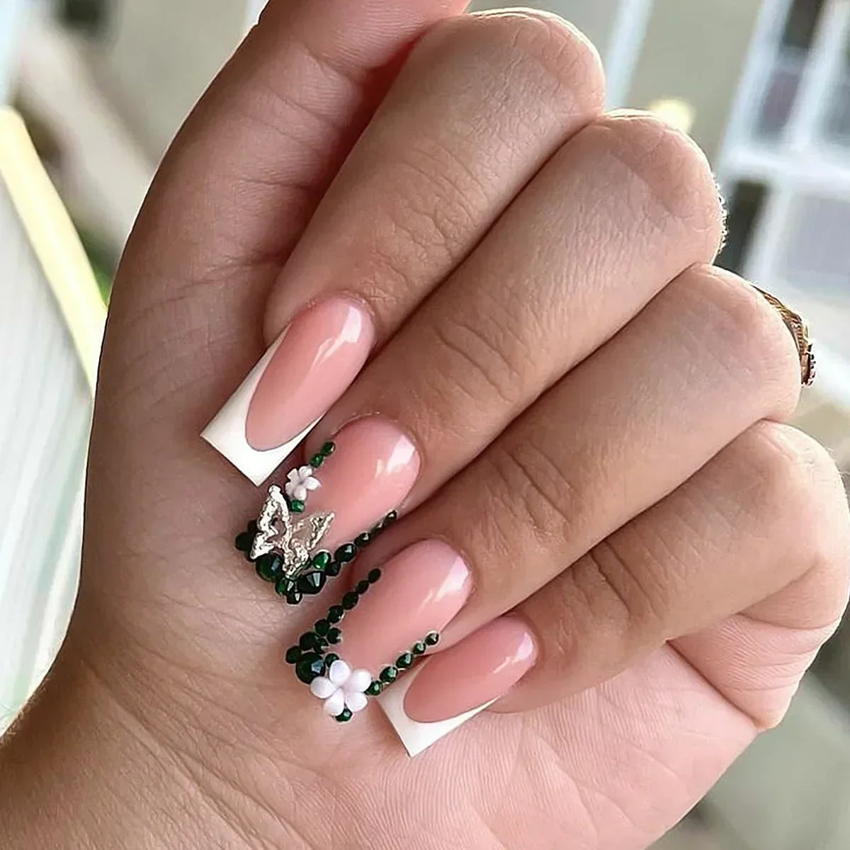 Mid Long Pink Leopard Press-On Nails with Bow-9