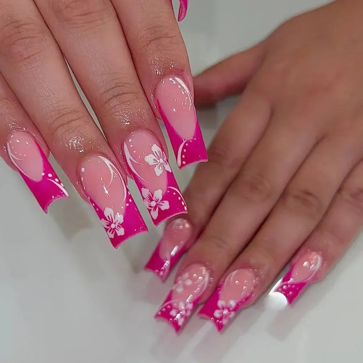Mid Long Pink Leopard Press-On Nails with Bow-10