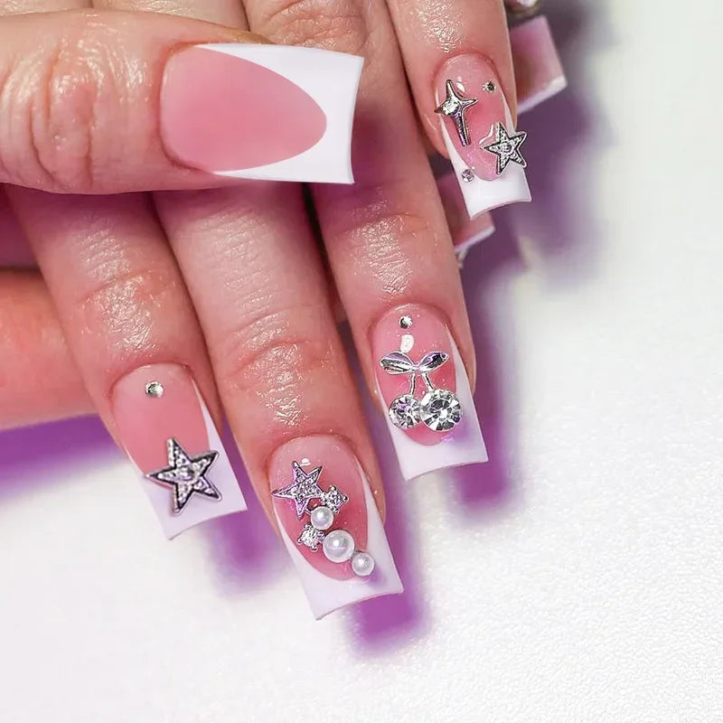 Mid Long Pink Leopard Press-On Nails with Bow-12