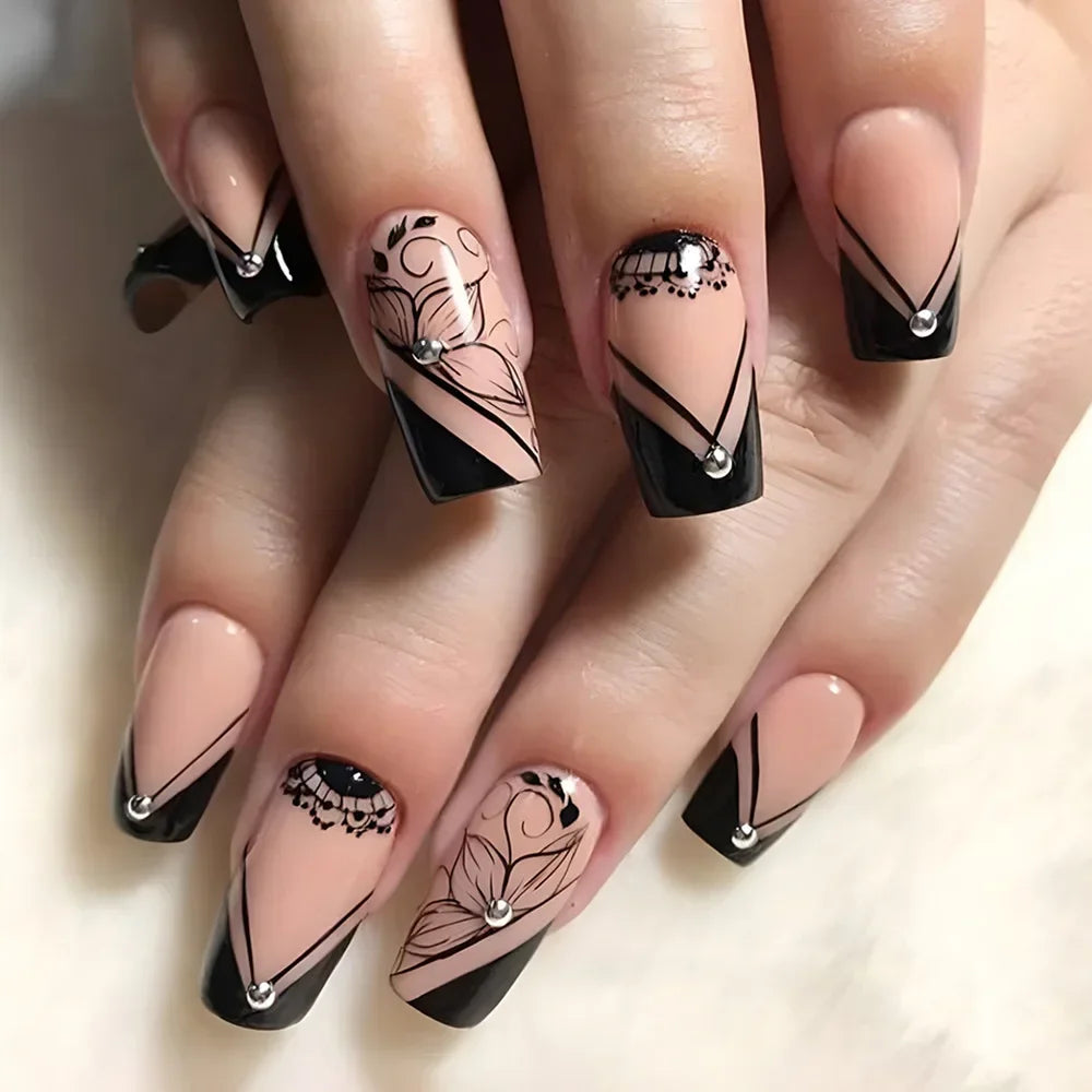 Mid Long Pink Leopard Press-On Nails with Bow-13