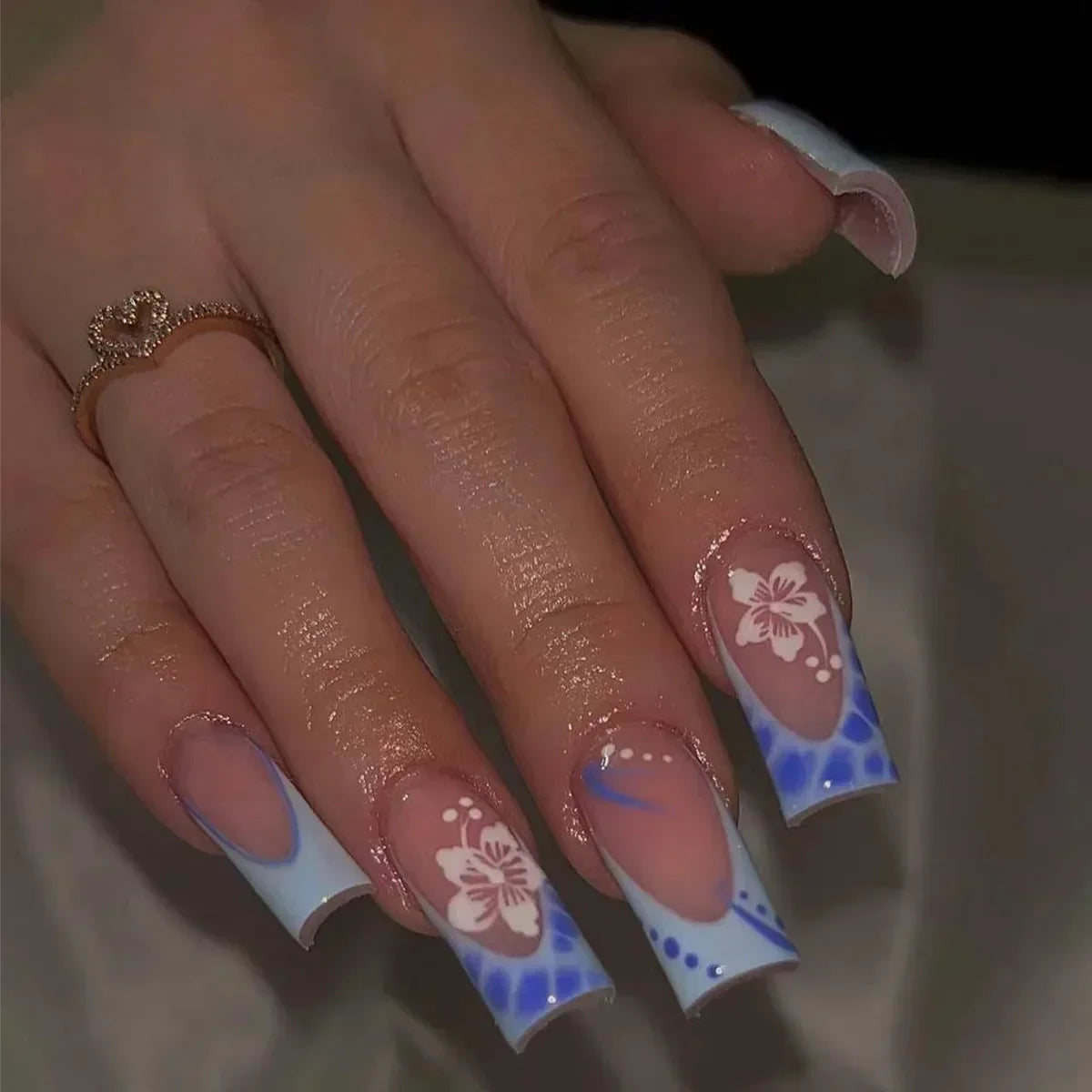 Mid Long Pink Leopard Press-On Nails with Bow-18