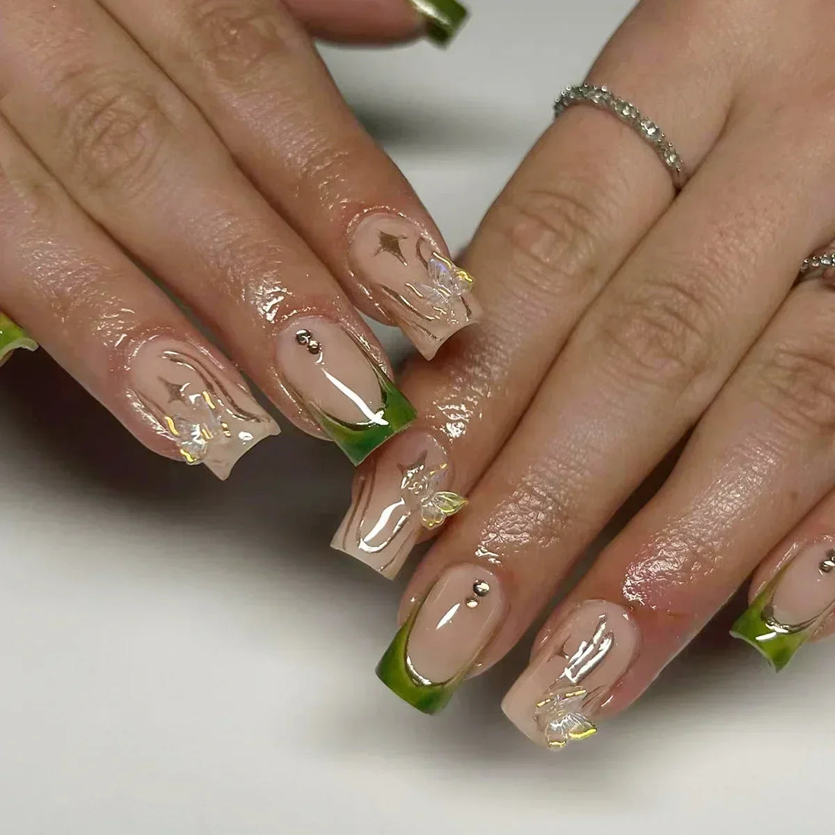 Mid Long Pink Leopard Press-On Nails with Bow-23