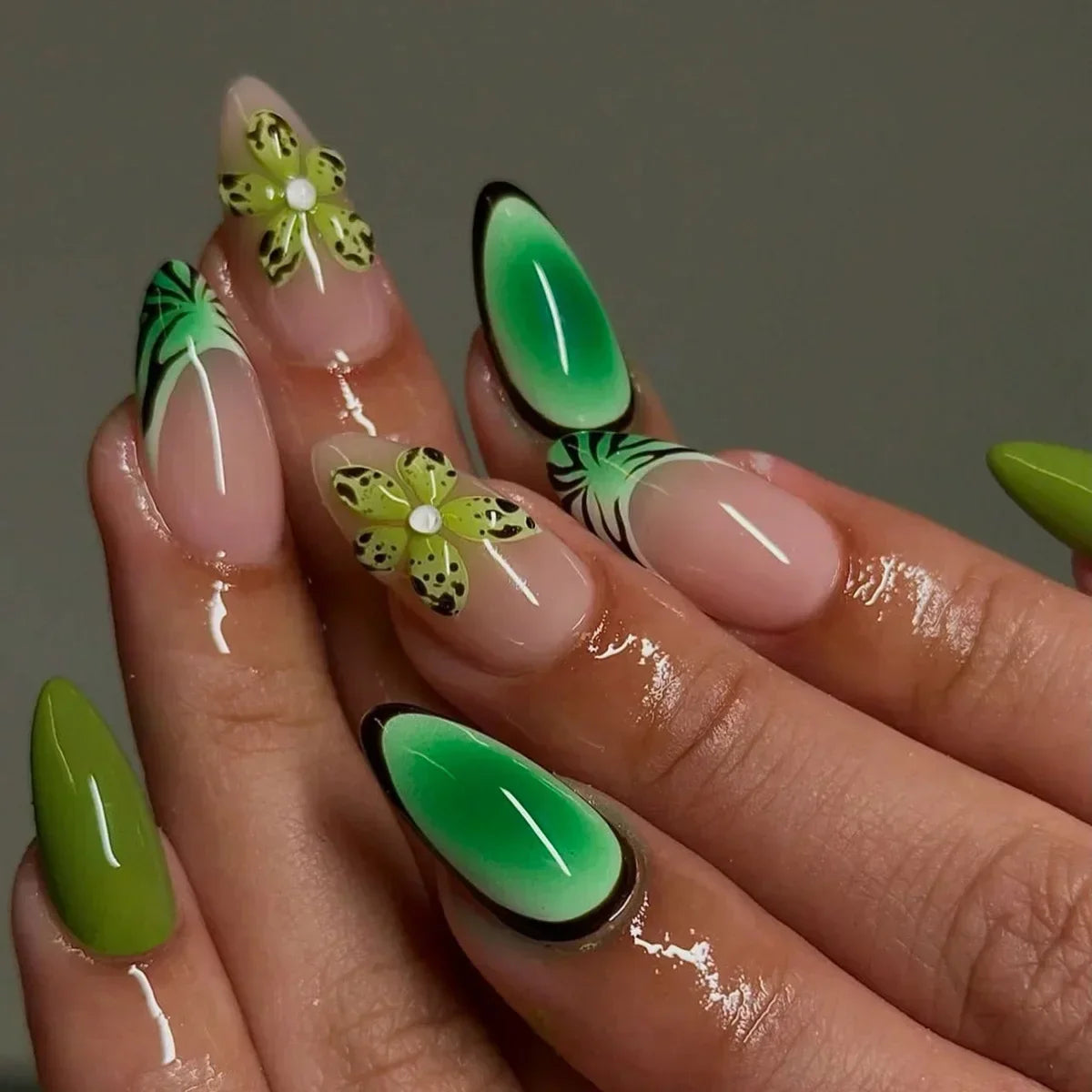 Pink Almond False Nails-29