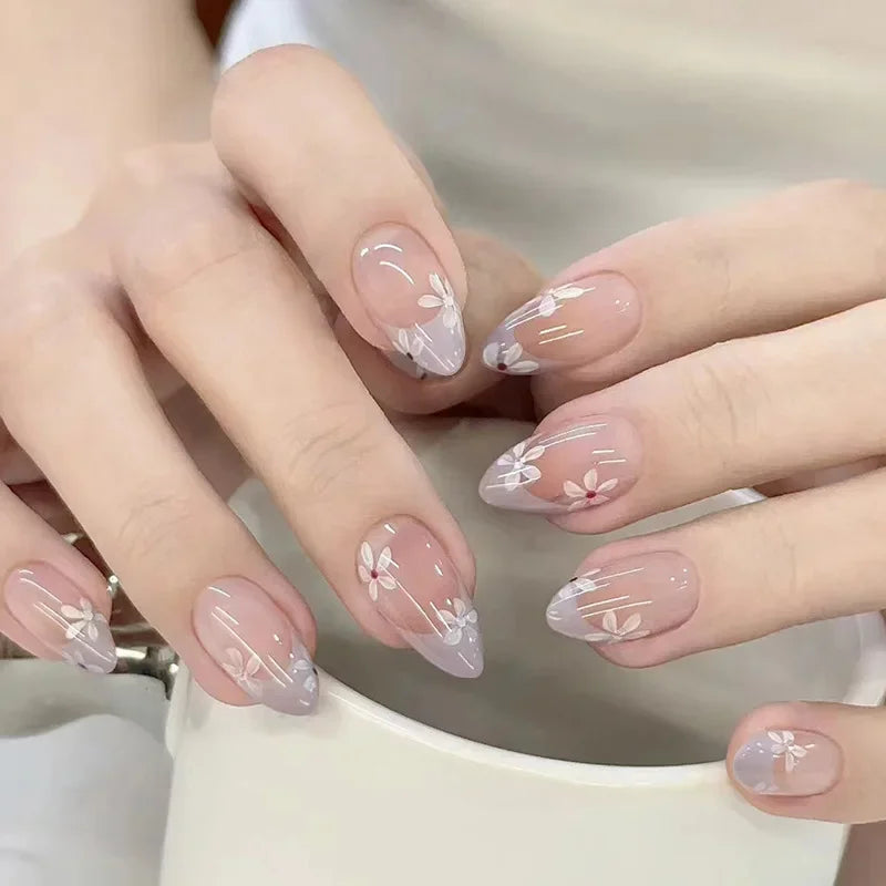 Colorful 3D Flower & Butterfly Press-On Nails-55