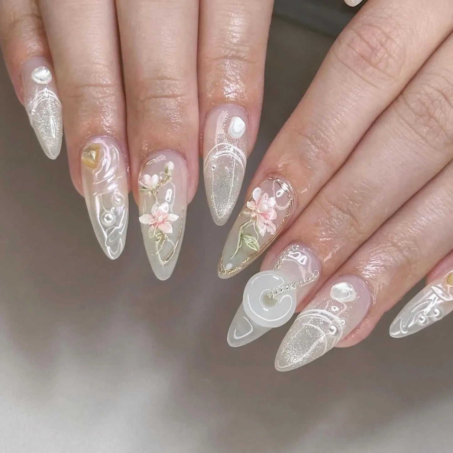 Colorful 3D Flower & Butterfly Press-On Nails-39