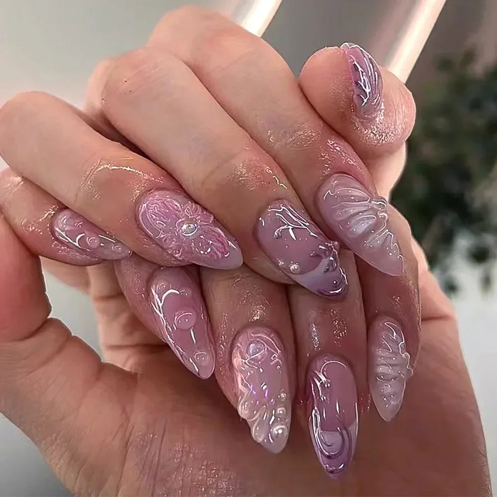 Colorful 3D Flower & Butterfly Press-On Nails-61