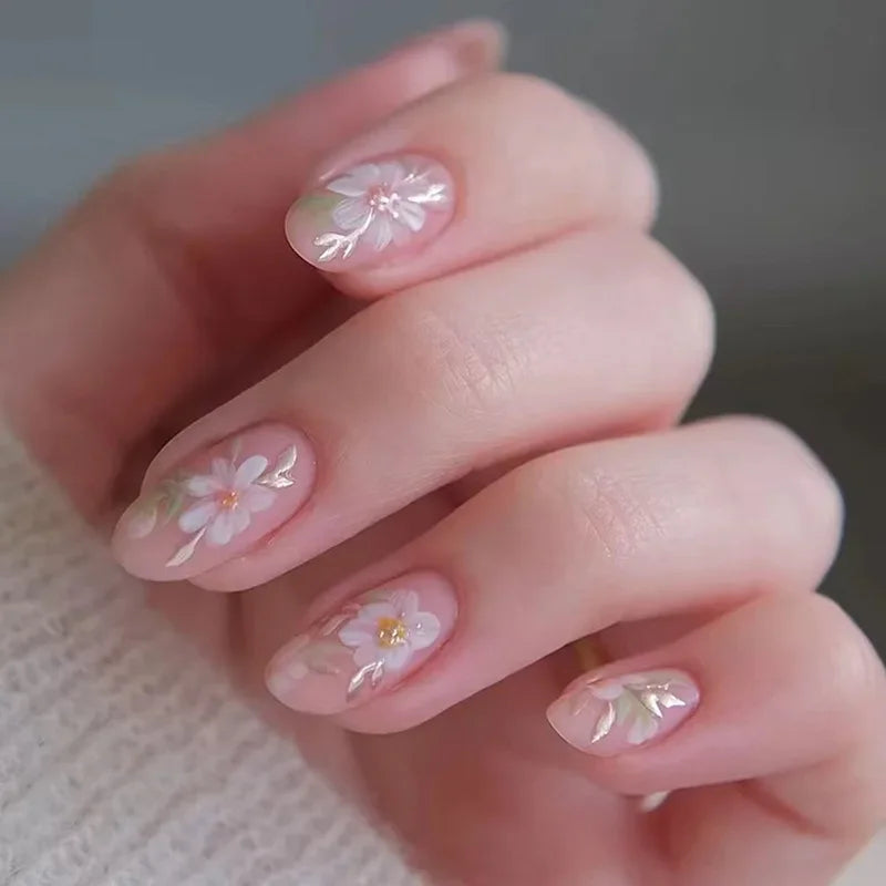 Colorful 3D Flower & Butterfly Press-On Nails-54