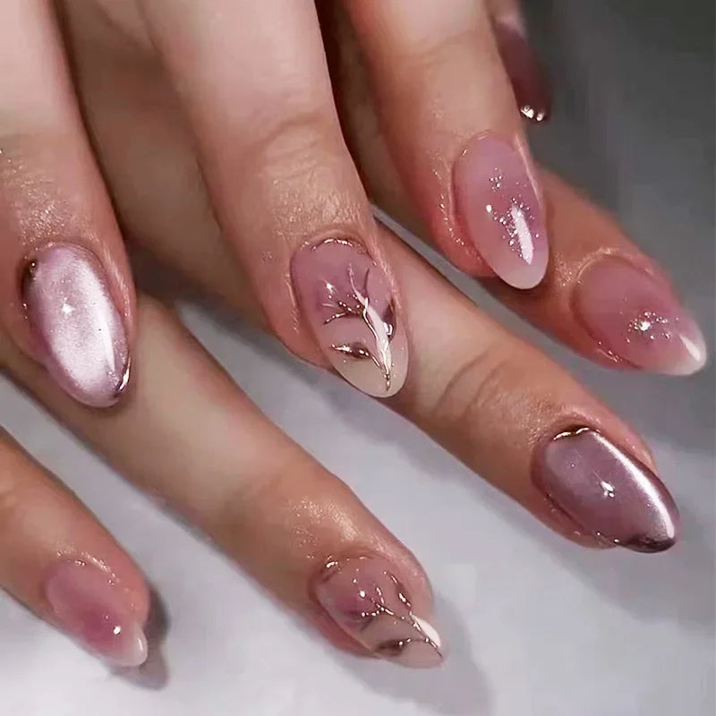 Colorful 3D Flower & Butterfly Press-On Nails-56