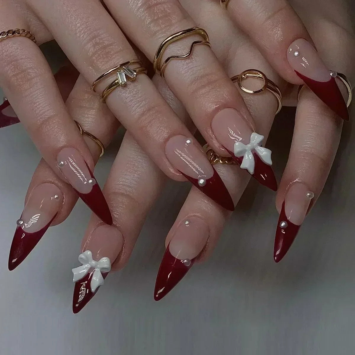 Pink Almond False Nails-51