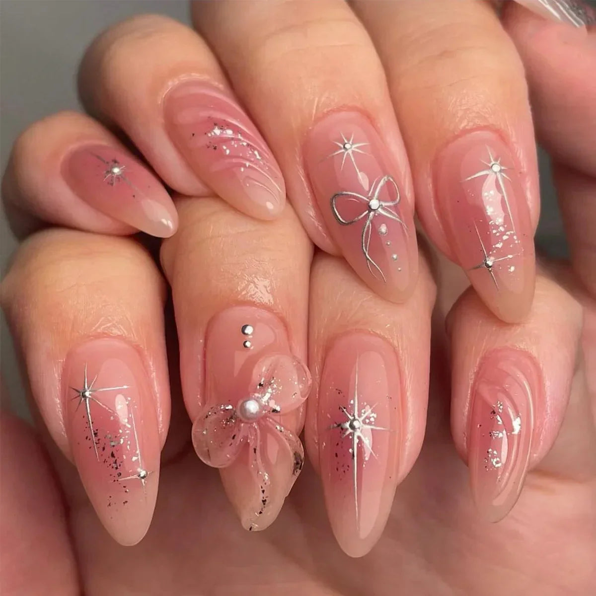 Colorful 3D Flower & Butterfly Press-On Nails-58