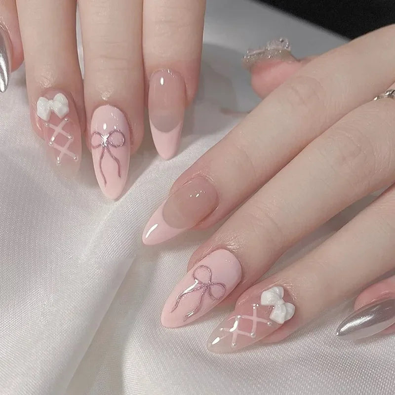 Colorful 3D Flower & Butterfly Press-On Nails-53