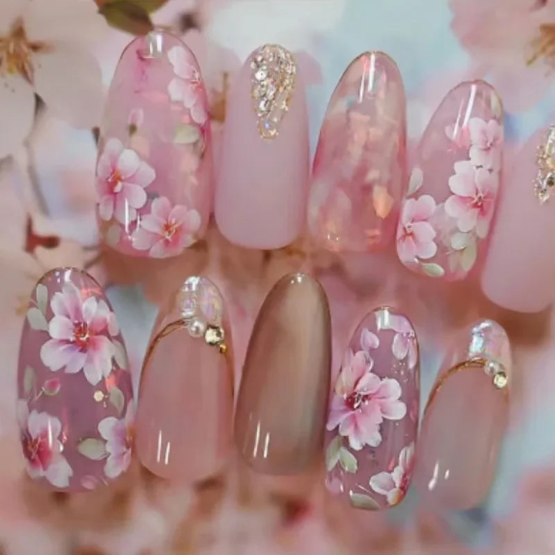 Colorful 3D Flower & Butterfly Press-On Nails-50