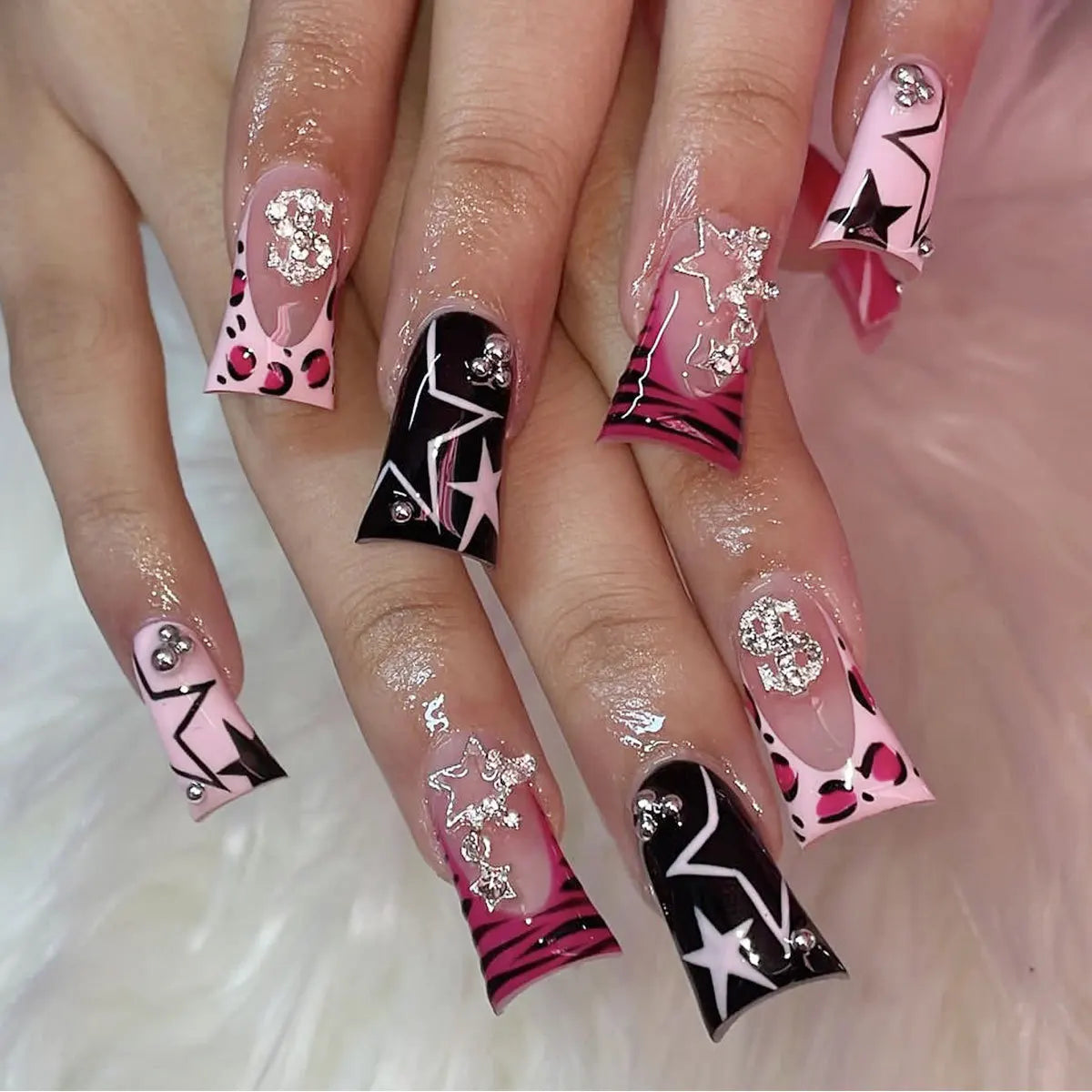 Y2K Black French Fake Nails-7