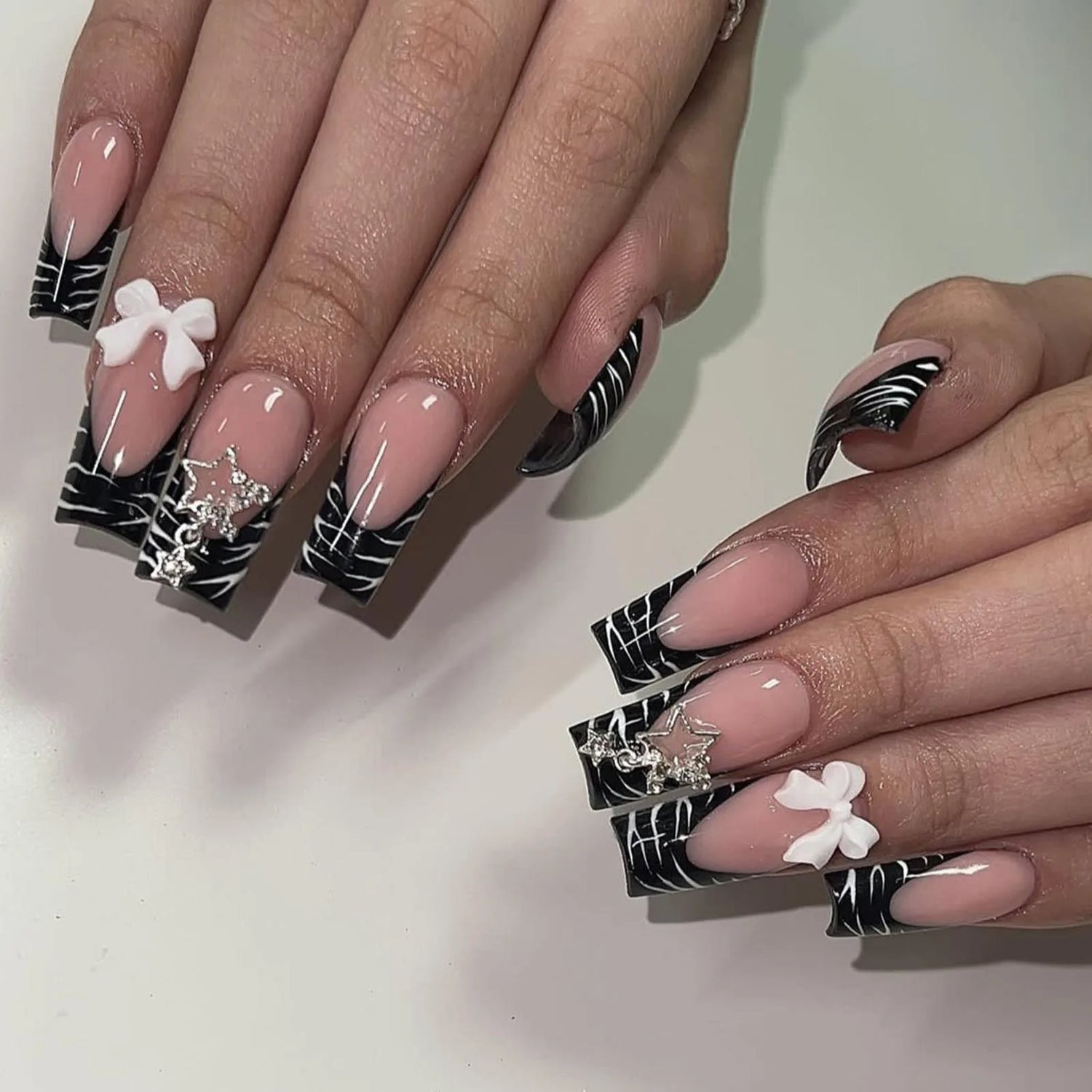 Y2K Black French Fake Nails-10
