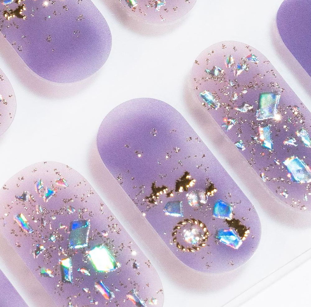 Purple Sparkle Gel Nails-0