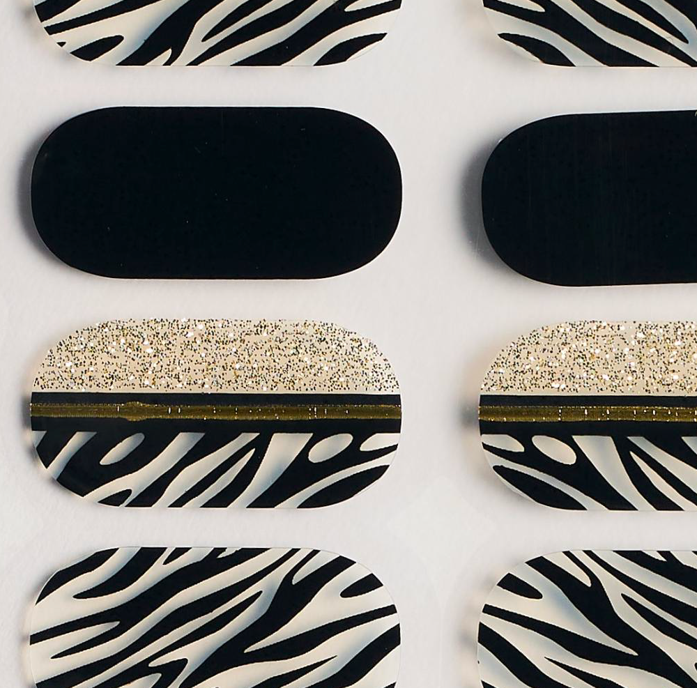 Stripes and Gold Gel Nails-1
